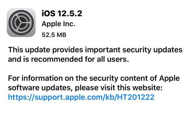 尉犁苹果手机维修分享iOS12.5.2发布，建议所有老苹果用户安装 